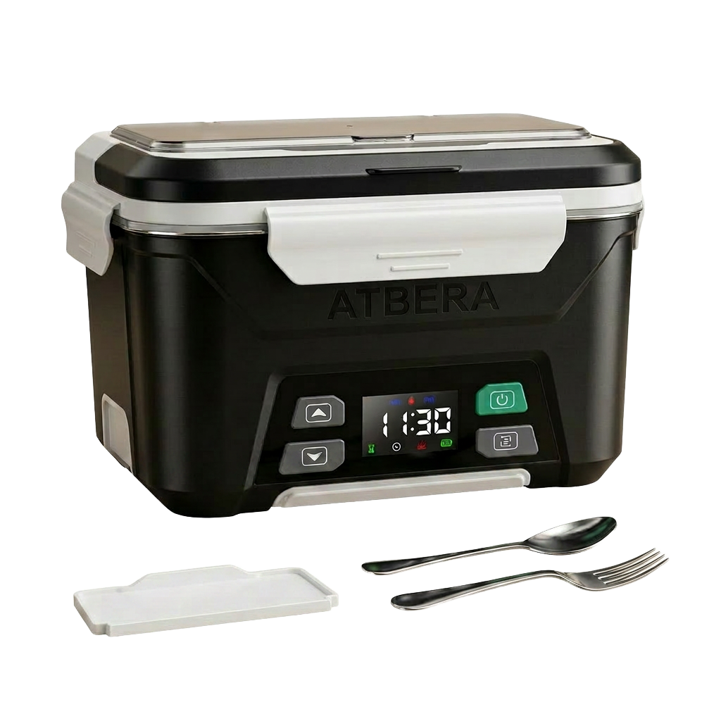 ATBERA premium heated lunch box floating with steam